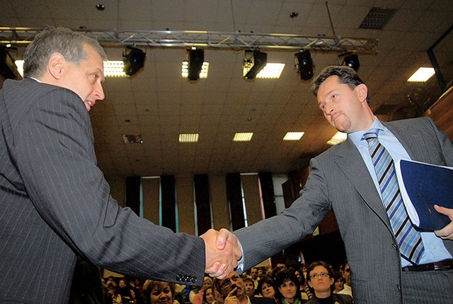 Branko Prah, predsednik Policijskega sindikata Slovenije, in Gregor Virant, minister za javno upravo