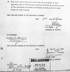 Del dokumenta, ki vsebuje dogovor o tajnosti in podpisa obrambnih ministrov
