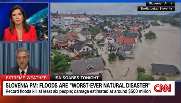 Slovenski premier Golob na CNN opisuje katastrofalne posledice poplav v Sloveniji