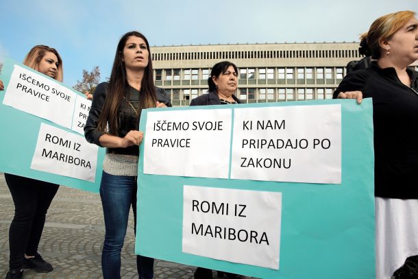 Leta 2017 so pripadniki romske skupnosti zahtevali svoje pravice v Ljubljani 