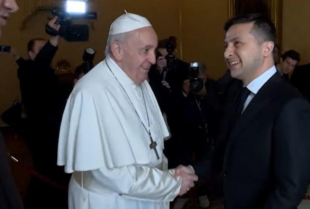 Srečanje papeža Frančiška in ukrajinskega predsednika Volodimirja Zelenskega leta 2020
