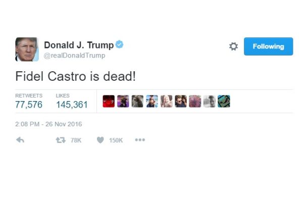 Trumpovo sporočilo na Twitterju