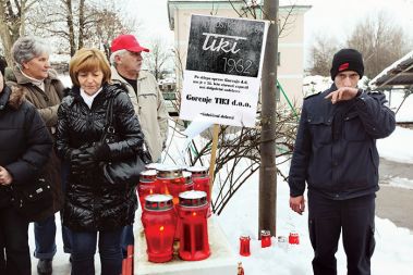 Pogreb podjetja Gorenje Tiki v Ljubljani. Lastniki so proizvodnjo preselili v Srbijo.