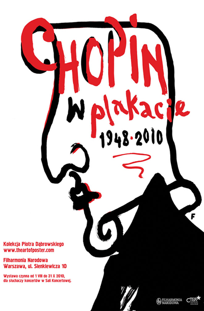 Chopin, plakat zbirke Piotra Dabrowskiega v Chopinovem letu, Varšava 2010.