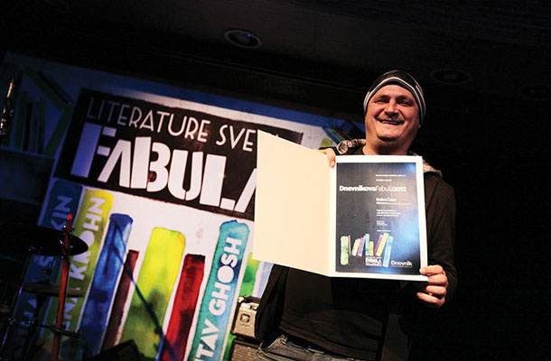 Nagrajenec Dušan Čater, nagrada Dnevnikova fabula, festival Literature sveta – Fabula 2012, Klub Cankarjevega doma, Ljubljana