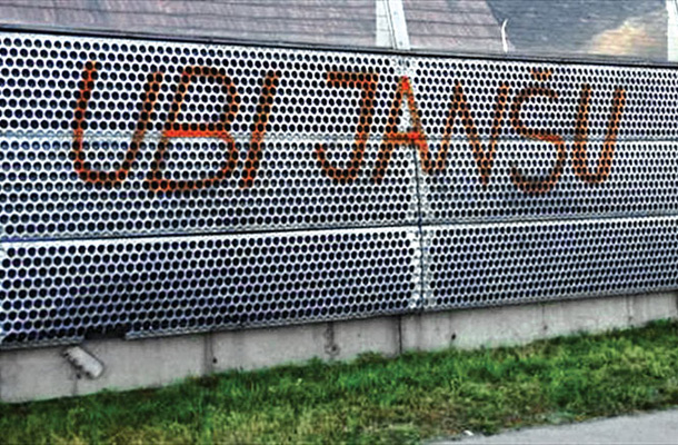 Grafit na vzhodni ljubljanski obvoznici pred dnevi