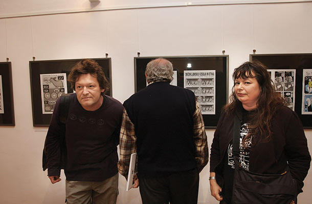 Andrej Štular in Katerina Mirović, odprtje razstave Slovenski klasiki v stripu, Tolminski muzej