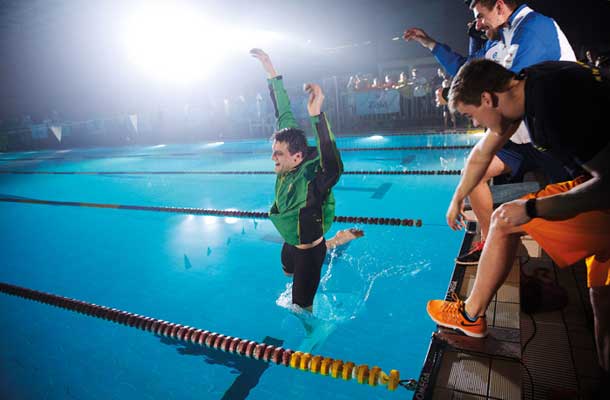 Olimpijec Jernej Godec, poslovilni skok ob končanju kariere, Ilirija Challenge 2015, Tivoli, Ljubljana