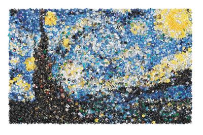 Emodži reinterpretacija slike Zvezdnato nebo Vincenta van Gogha, narejena s pomočjo spletne aplikacije Emoji Mosaic avtorja Erica Andrewa Lewisa