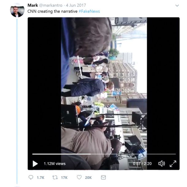 Osnova za lažno novico o zrežiranem protestu je bil videoposnetek tviteraša, ki ga je izrabil skrajni desničar Mike Cernovich.