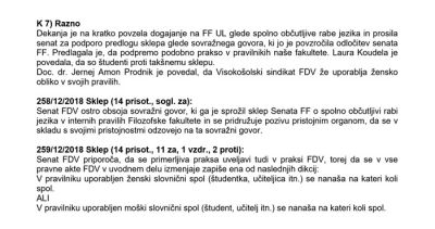 Sklep senata Fakultete za družbene vede, ki je podprl Filozofsko fakulteto in se zavezal, da bodo podobno prakso uporabljali tudi na Fakulteti za družbene vede