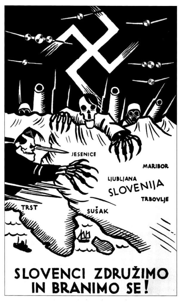 Razglednica (avtor je bil študent arhitekture Vlasto Kopač), ki jo je po priključitvi Avstrije k tretjemu rajhu marca 1938 izdalo slovensko ljudskofrontno gibanje