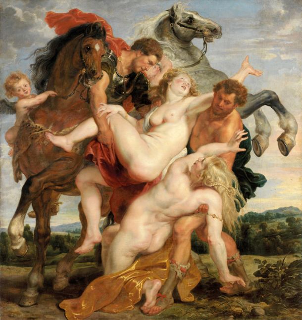 Ugrabitev (posilstvo) Levkipovih hčera, slika, Peter Paul Rubens, 1618, Pinakoteka v Münchnu