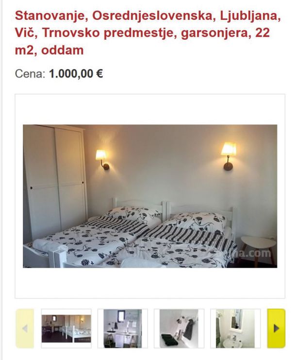 Meja 1000 evrov za garsonjero je prebita