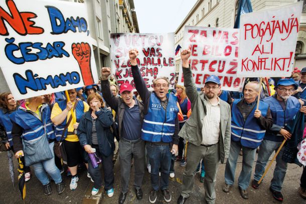 Eden od shodov zaščito pravic delavk in delavcev v Ljubljani