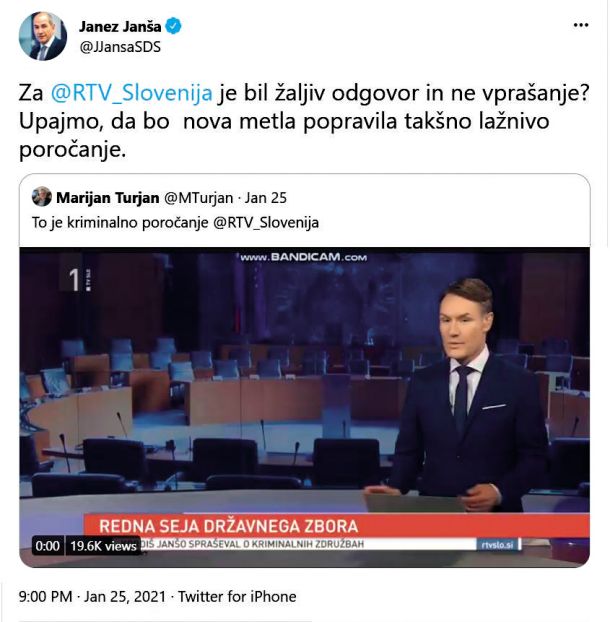 Na dan, ko je bil Andrej Grah Whatmoug izvoljen za novega generalnega direktorja RTV Slovenija, je Janša na Twitterju sporočil, kakšne so njegove naloge.