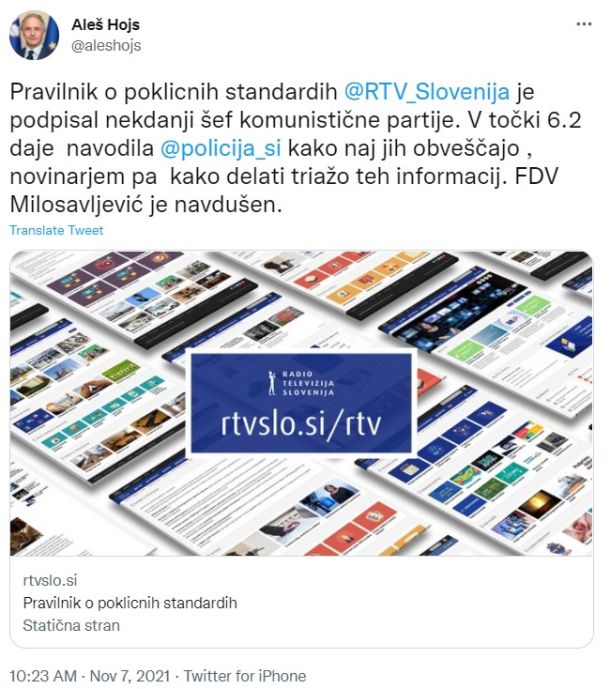 Tvit ministra Hojsa