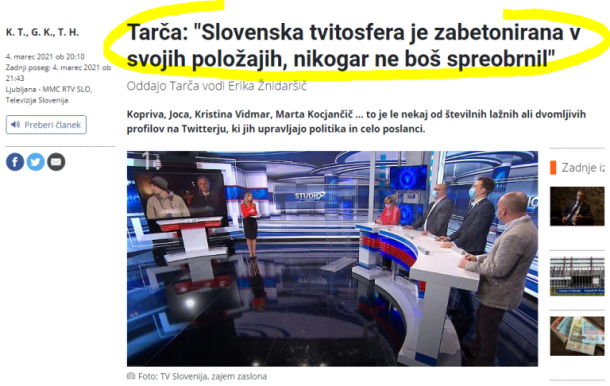 Naslovni poudarek iz Jeretičevega nastopa na MMC RTV Slovenija, ki je zastranitev