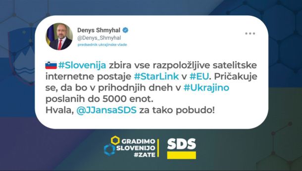 Akciji zbiranja Starlinkovih satelitskih sprejemnikov, ki bodo potovali v Ukrajino, se je pridružila tudi stranka SDS. Gre za človekljubno potezo ali za sredstvo samopromocije? 