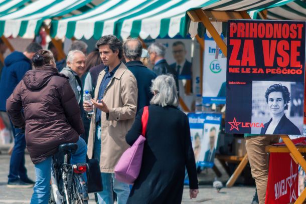 Luka Mesec na predvolilni stojnici Levice v Ljubljani 