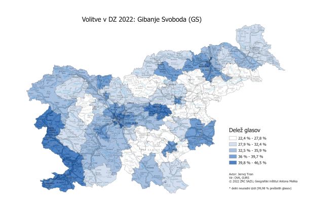 Gibanje Svoboda je zmagovalo predvsem v urbanih središčih, še posebej na zahodu Slovenije, od koder prihaja Robert Golob.