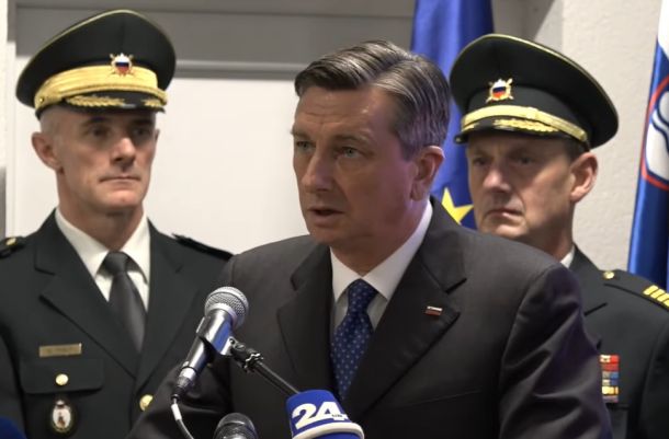 Borut Pahor med svojim zadnjim nagovorom slovenskim obrambnim silam