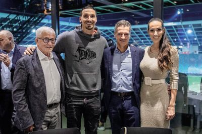 Peter Čeferin, Zlatan Ibrahimović, Robert Golob in Tina Gaber