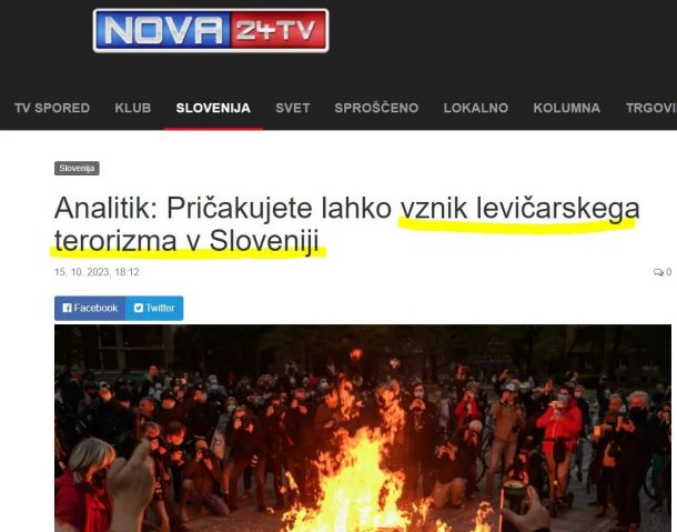 Članek na Nova24TV: protestniki kot levičarski teroristi