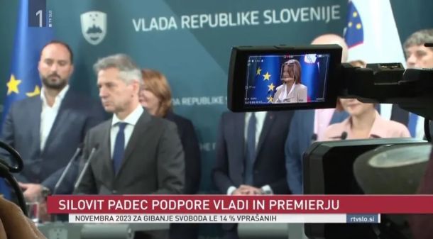 Prispevek o padcu priljubljenosti Golobove vlade na TV Slovenija