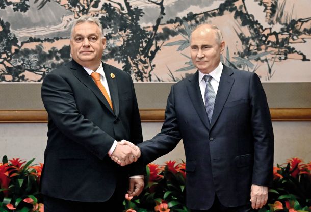 Zaveznika: Viktor Orbán in Vladimir Putin na srečanju v Pekingu oktobra 2023 