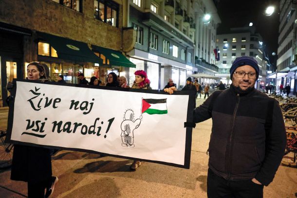 Shod V solidarnosti s Palestino – proti militarizaciji in imperializmu na Cankarjevi cesti v Ljubljani  