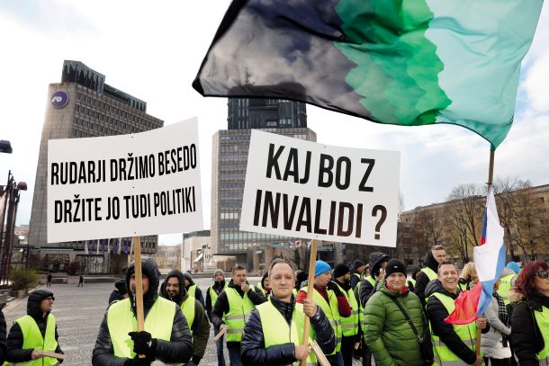 Protest in opomin velenjskih rudarjev v Ljubljani 