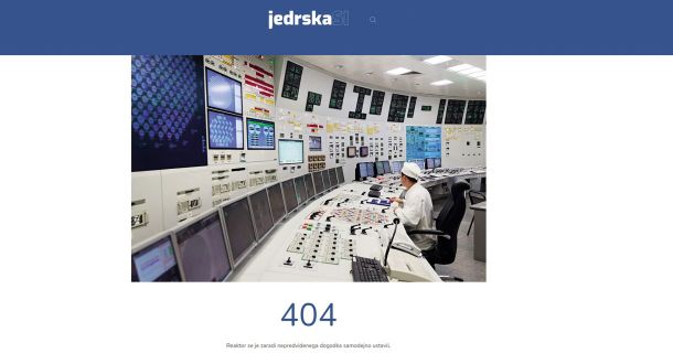 »404 Reaktor se je zaradi nepredvidenega dogodka samodejno ustavil,« je edini zapis, ki je ostal na spletni strani Jedrska.si.