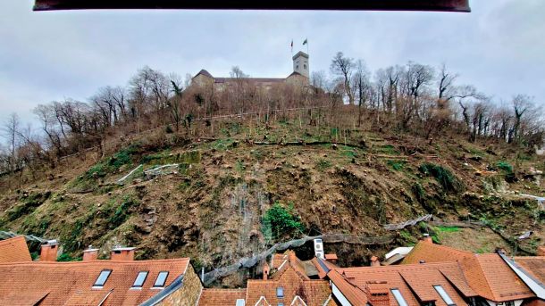 Grajsko pobočje v Ljubljani po intenzivni sečnji 