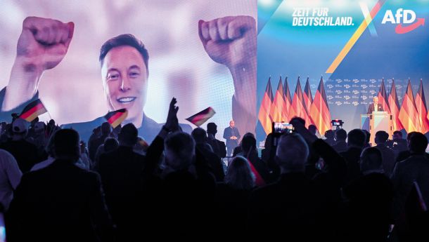 Elon Musk kot virtualni gost začetka predvolilne kampanje stranke AfD v mestu Halle